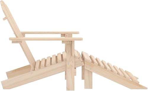 Miniatura 4 de Patio Adirondack Chair, Front Porch Outdoor Camping Chair Outdoor Seating Furniture for Balcony Poolside Garden Beach with Ottoman Solid Fir Wood