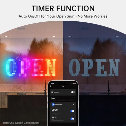 Image of Large Open Sign for Business, 40 inch x 14 inch LED Open Sign with 16 Million Colors, APP & Remote Control, Timer, 44 Flashing Modes, Adjustable Brightness & Speed, for Storefront Window or Glass Door