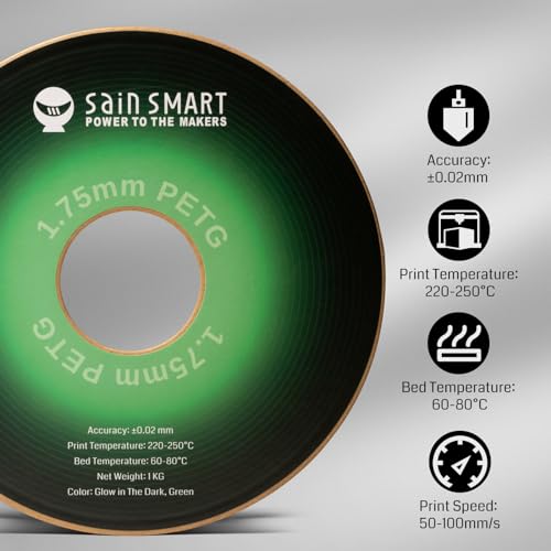 image for SainSmart Grow in The Dark Green PETG Filament, 1.75mm PRO-3 PETG 3D P