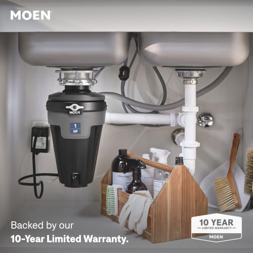 Image of Moen Chef Series 1 HP Continuous Feed Lighted Garbage Disposal with Sound Reduction for Under Sink, Power Cord Included, EXL100C