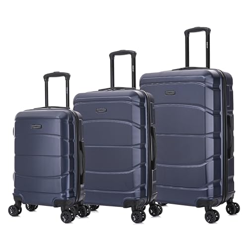 Image of DUKAP SENSE 3-Piece Hardside Spinner Luggage Set Durable Zipper Blue