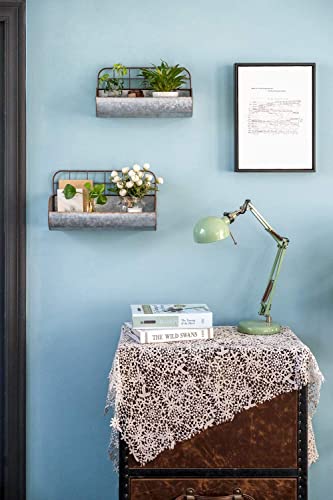 Dahey Farmhouse Galvanized Wall Basket Decor Bathroom Storage Bin Organizer Rustic Metal Wall Planter Wire Back Hanging Shelves For Bedroom Living Room Kitchen Apartment Entryway Laundry, Set Of 2 #TOP4