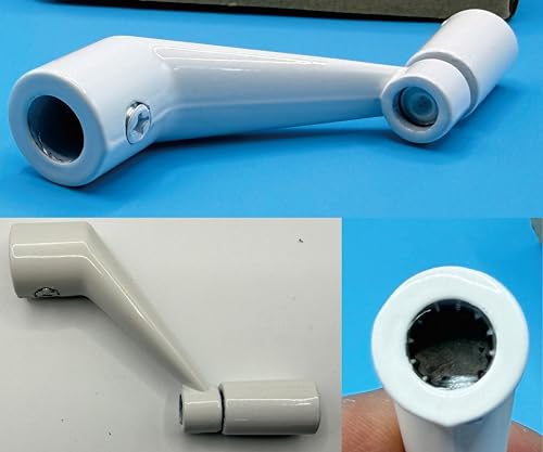 Image of Window Crank Handle Replacement,H3713 3 /8 in. Bore, Smooth 360-Degree Operation, Casement Operator Crank Handle(Pack of 2) Material: Zinc Alloy.White Color