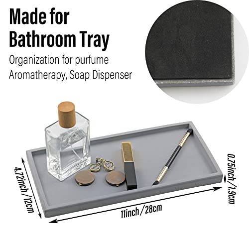 Freelove Concrete Decorative Tray, Makeup Organizer Perfume Soap Dispenser Organization For Dresser Vanity Bathroom Counter Coffee Table Desk Toilet Tank Home Decor, Grey, Rectangle 5.3''X11'' #TOP1