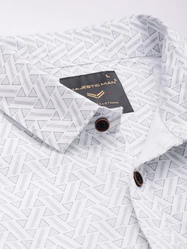 Image of Majestic Man Custom Geometric Printed Pure Cotton Slim Fit Casual Shirt