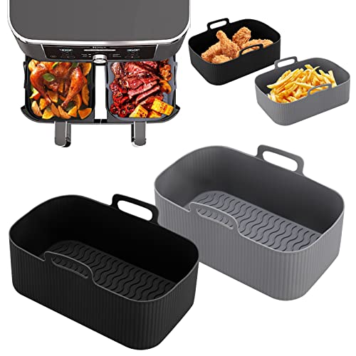 FANTESI 2 Stück Heißluftfritteuse Silikon Air Fryer Liners Rechteckig Heißluftfritteuse Backpapier Universal Luftfritteuse Korb für Heißluftfritteuse Ofen Mikrowelle Cover