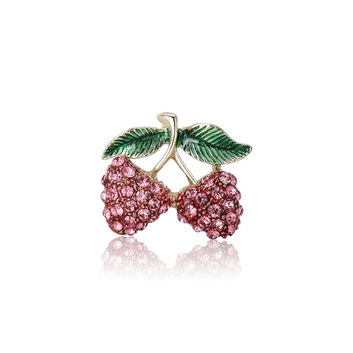 Image of Enamel Fruit Brooch for Women Rhinestones Fruit Lapel Pin Elegant Fruit Brooches Jewelry Gift, Perfect for Dresses Hat Bag