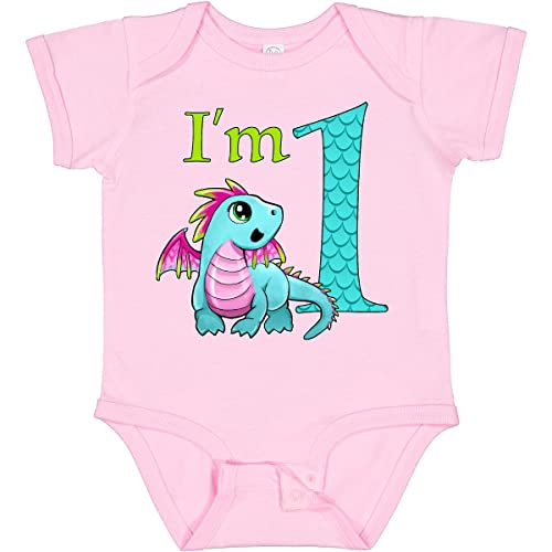 inktastic Blue and Pink Baby Dragon First Birthday Baby Bodysuit - Main Image