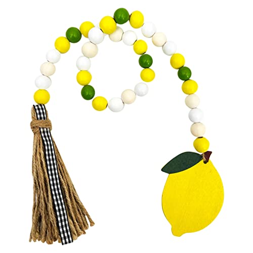 Guirlande de perles en bois de citron avec glands, ferme rustique murale suspendue perles de prière Décor de campagne Guirlande de perles en bois Boho Décoration intérieure Cover