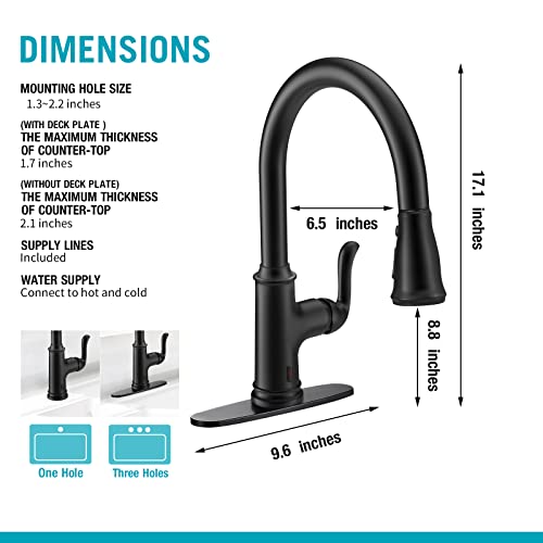 Djs Kitchen Faucet With Pull Down Sprayer, Single Handle Stainless Steel Pull Out Kitchen Sink Faucet, Brushed Nickel (Matte Black, Touchless) Djs-Pk-009B-Touchless-Dp #TOP5