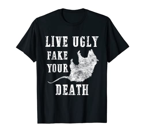 Vintage Opossum Ugly Cat Vive feo Falso Tu Muerte Camiseta