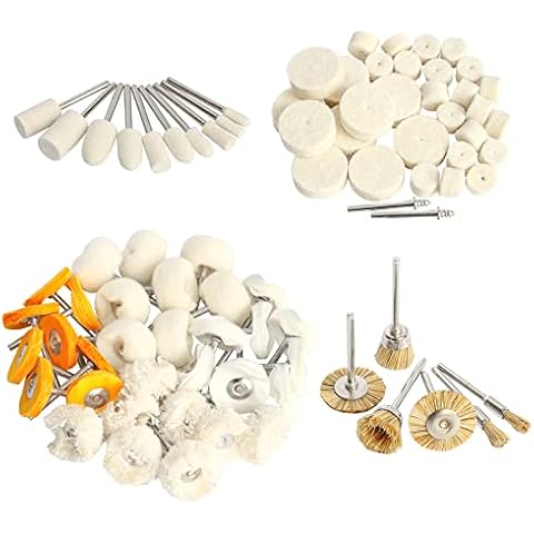 80pcs Polishing Buffing Wheel Set,Wool Felt Cotton Mounted 3mm Shank for Rotary Tool Accessories,Mini Brush Polishing Kit for Watch and Jewelry Cover