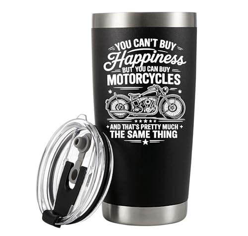 You Can't Buy Happiness But You Can Buy Motorcycles And That's Pretty Much The Same Thing Motorcycle Gifts Vacuum Insulated Tumblers Biker Rider Gift For Dad Husband Boyfriend Uncle 20 oz Black