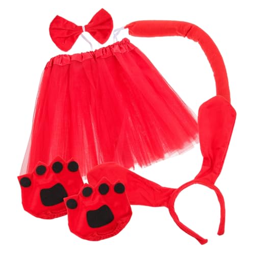 VALICLUD 3sätze Adorable Kostüm Für Wear-Resistant Hundekostüm Mit Rock Hundekopfband Und Pfotenschuhen Für Kindergartenfeiern Und Auftritte