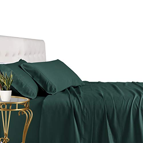 Best Quality 🔥 Royal Tradition 100 Percent Bamboo Bed Sheet Set, Queen, Solid Teal, Super Soft and Cool Bamboo Viscose 4PC Sheets