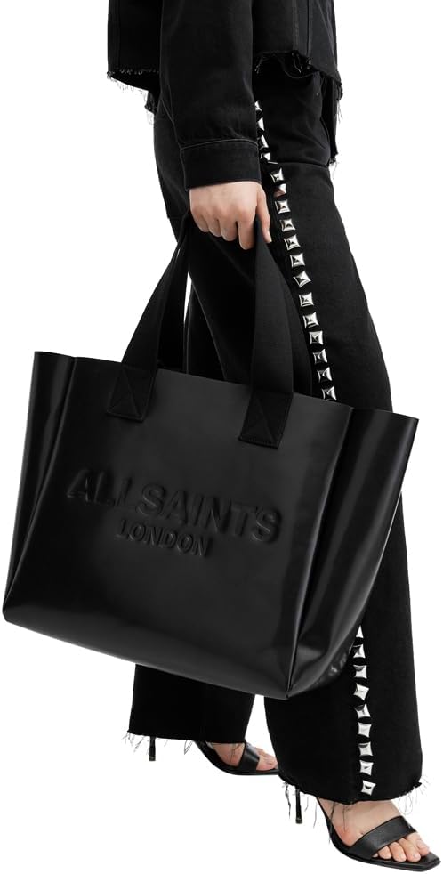 AllSaints WOMEN'S W054XB IZZY LEATHER TOTE BLACK ONE SIZE - Image 4
