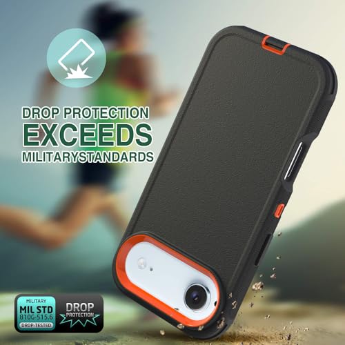 Image of Rugged Case Compatible with iPhone 17 Air | Heavy-Duty Shockproof Protective Cover, Black+Orange