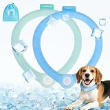 SCENEREAL 2 Pack Dog Cooling Collar Bandanas, Instant Chill Out Pet Neck Wraps for Hot Weather Summer, Heat Relief Prevent Sunstroke Essentials for Small Medium Large Dogs, Blue Footprint&Lake Green M
