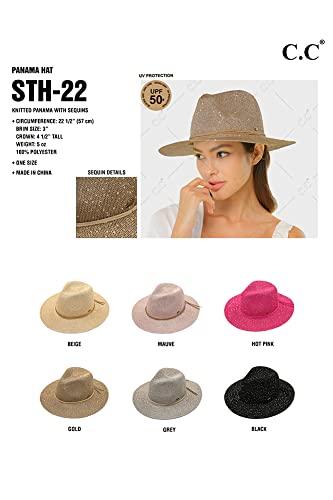 Sombrero Panamá de mujer con ala ancha y lentejuelas miniatura 5