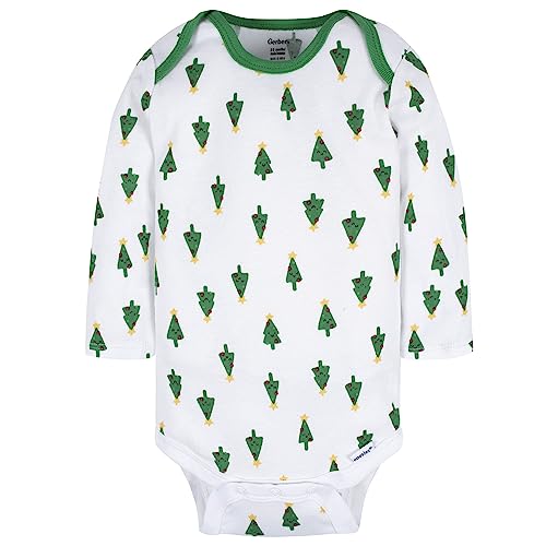 Gerber Baby 3-Pack Holiday Long-Sleeve Onesies, Happy Jolly, 3-6 Months - image 4