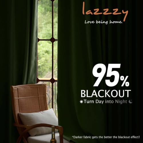 Image of Extra Long Moss Earthy Curtains Luxury Back Tab 52x108 Inch 2 Panels | Soft Velvet, Blackout, Lined, For Tall Windows & High Ceilings, Light Shifting Texture, Elegant Drape, Calm