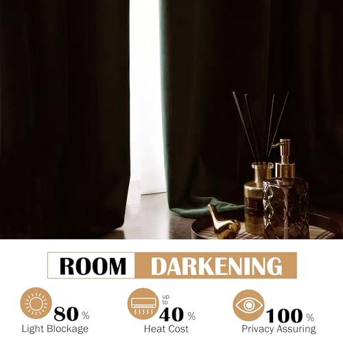 Image of Beauoop Sage Green Velvet Curtains 90 Inches Long 2 Panels for Bedroom Living Room Soft Luxury Room Darkening Thermal Insulated Soundproof Rod Pocket Window Treatments Drapes, 52X90 Set of 2