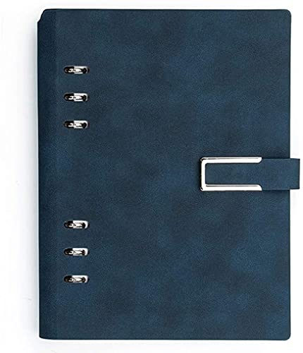 DREANNI Notizbuch Kunstleder Loseblatt Notizbuch Mit Schnalle, Journal A5 Tagebuch, Mit Stiftring, Multifunktionale Innenseiten, Für Frauen Büro College Journal/Blue Cover
