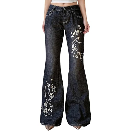 Jean taille basse brodé fleurs style bohème WWricotta pour look urbain