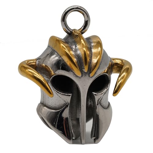 Image of Motorcycle Biker Roman Gladiator Warrior Spartan Helmet Guardian Bell Luck Gremlin Ride Bell Hanger or Lucky KeyChain