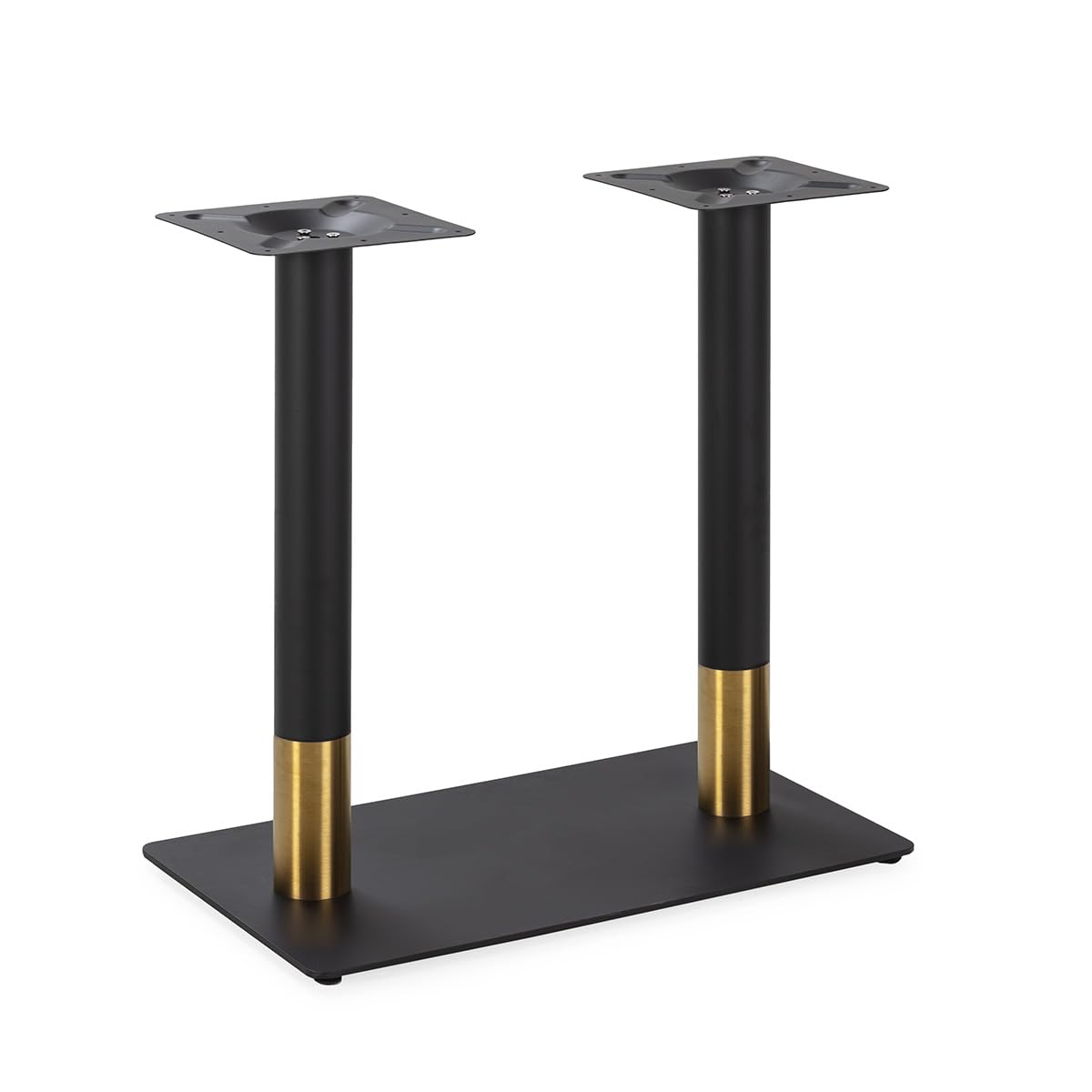 Pied de table double 40x70x72 cm en métal noir et doré pour grand plateau