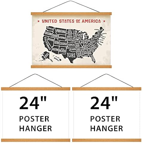 2 Pack 24 Inch Poster Hanger and 1 Pack 8 Inch Poster Hanger Cover