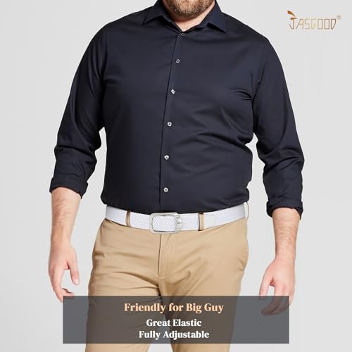 Image of JASGOOD Stretch Belt for Men, Men Women Elastic Woven Braided Belt 1 3 /8 Casual Belt Golf Belt for Jeans Pants