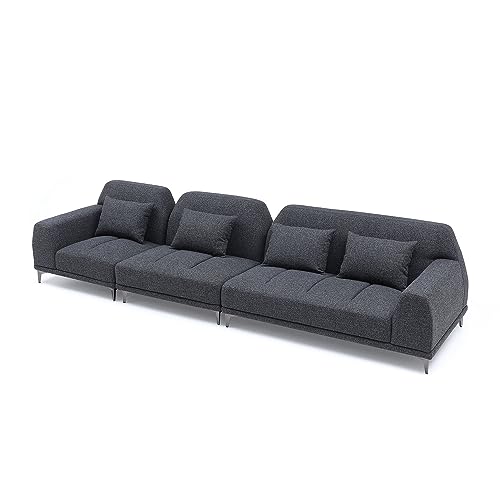 Premium Sectional Sofa Set – Modern Modular Corner Couch with High-Density Sponge Cushions, Soft Polyester Upholstery, Customizable Configurations, Ideal for Living Room and Lounge Spaces (Dark Grey)