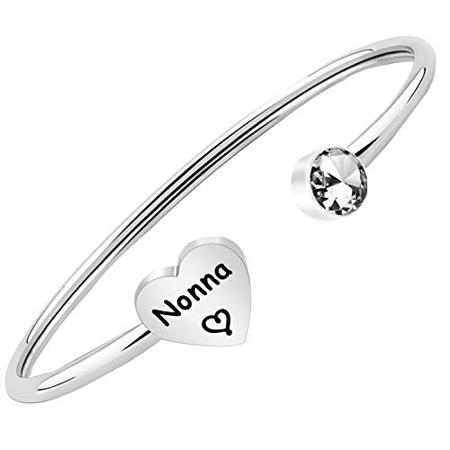 BEKECH Nonna Jewelry Gifts Nonna Cuff Bracelet - Italian Grandmother Mother's Day Gift