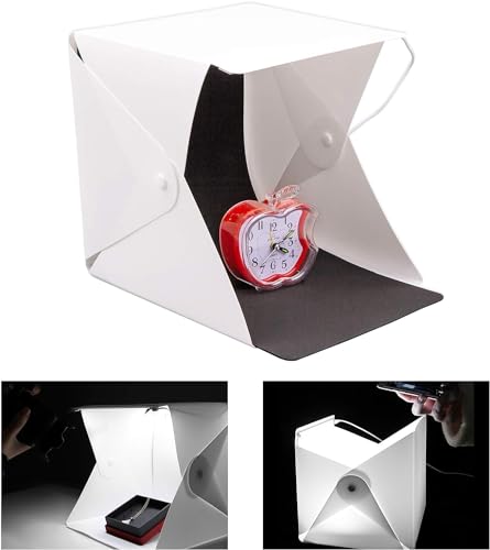 Action Pro Portable Mini Photo Studio for Product Photography 23x23cm Light Boxes LED Studio Lighting Box Shooting Tent Foldable with White Backdrop, Black Screen 5 413bPRDrgCL