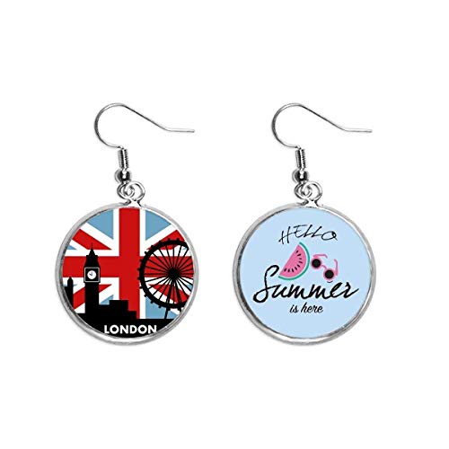 Pendientes de sandía Union Jack de Londres estilo Big Ben para lóbulos