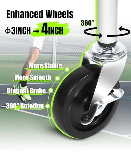 Angooni Professional Tennis Cart with Silent PU Wheels - 2 Capacity Choices (150/240 Balls) - Sturdy, Lightweight & Portable Storage for Practice and Matches - Thumbnail 4