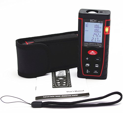TestHelper SW-T60 Laser Distance Meter 60M/197ft/2362in Handheld Mini Measure Finder Diastimeter with Function of Self Calibration (7 Key 60M/197ft)
