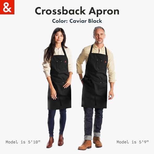 Miniatura 7 de hedley & bennett Delantal Crossback  Delantal de chef con bolsillos  100% lona de algodón, 8 onzas  Caviar