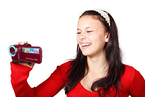 Acuvar 16MP Megapixel Compact Digital Camcorder with HD Video and Photos 16x Zoom with 2.4" Screen, 32GB Card and USB Cable (Red, Camera + SD Card)