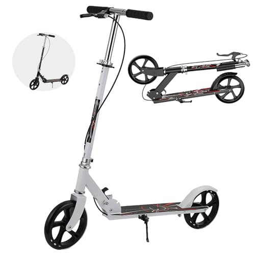 GLDDFDG Scooter for Adults and Teens- Adjustable Height, Kids Scooter, Folding Scooter, Teens & Adults, Lightweight, Aluminum, Indoor and Outdoor Scooters for Children 6-12 Years Old,White