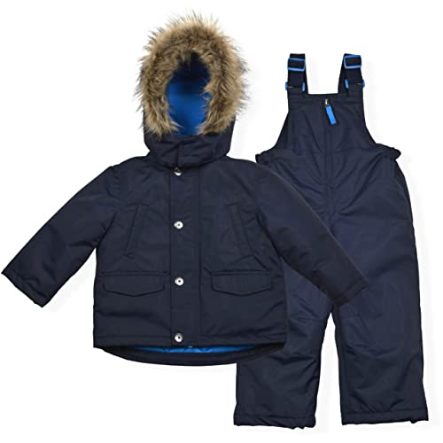 Image of Arctic Quest Boys' Bib Snow Pants and Ski Jacket Water-Resistant Snowsuit For Kids Winter Hooded Jacket, Pure Navy, 7