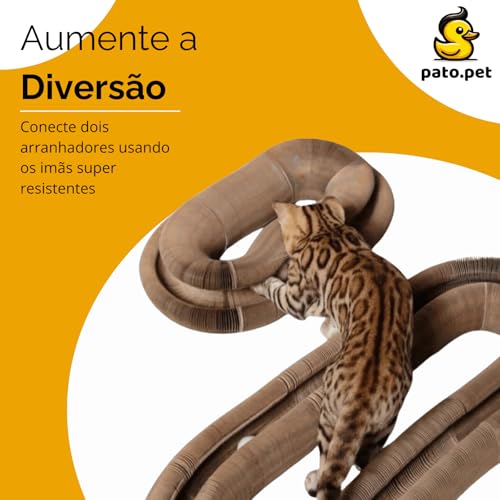 PATO.PET Arranhador Para Gatos com Bolinha Sonora - Brinquedo Mágico Interativo de Gato, Moderno e D