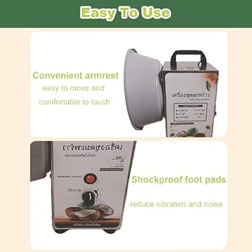 Electric Coconut Scraper & Grater - Commercial Coconut Meat Removal Machine, 3 Adjustable Speeds, Fast & Efficient Coconut Processing Tool for Home & Restaurant Use