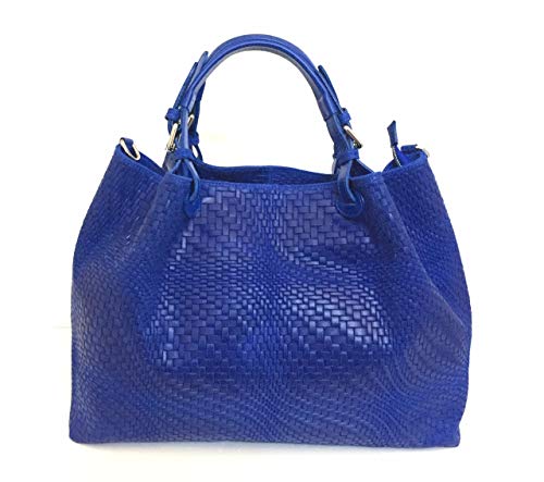 Sac à Épaule en Cuir Véritable TECLA WAVE italien avec impression tressée