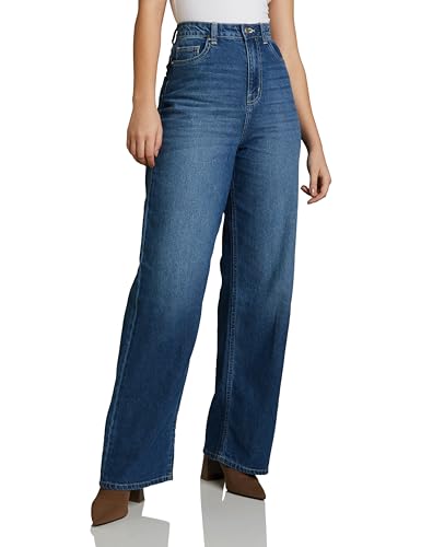 Image of Amazon Brand - Symbol Women Baggy Wide Leg Jeans (High Rise | Full Length) (Available in Plus Sizes)