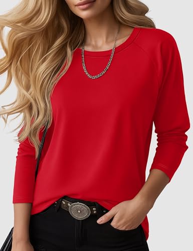YUCOLEN Women’s Long Sleeve T Shirts Casual Loose Fit Layering Tops 2025 Trendy Raglan Sleeve Crew Neck Tees Basic Clothes3
