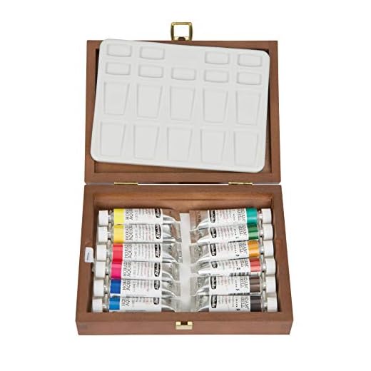 Schmincke Horadam Aquarell - Set de 12 tubos de pintura de 15 ml, con caja de madera (74512097)
