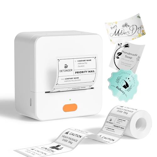 Image of P1 Label Maker, 2 Inch Thermal Printer, Label Maker Waterproof Labels, Label Printer for Small Business, Home, Office, Logo, Address, Clothing, Organizing with 1 Roll Label, White
