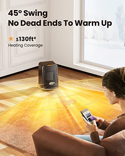 Gaiatop Space Heater For Indoor Use, Quiet 45° Oscillation 1000W Fast Heating Efficient Space Heaters, 2-6-8H Timing Ptc Ceramic Heater, Tip-Over & Overheating Protection Portable Heater For Home #TOP3